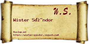 Wister Sándor névjegykártya